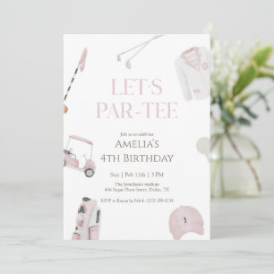 Rosa Wasserfarbe Preppy Golf Lass uns Par-Tee Gebu Einladung