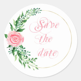 Rosa Wasserfarbe Save the Date Elegant Runder Aufkleber