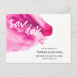 Rosa Wasserfarbe Save the Date Verlobung Ankündigungspostkarte