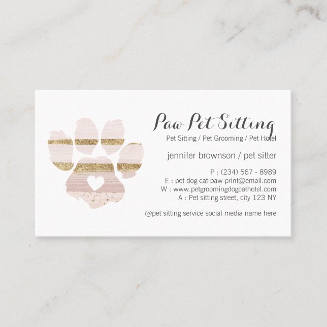 Rosa Wasserfarbe Schlaganfall Sitzfläche Grooming  Visitenkarte (Vorderseite)