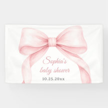 Rosa Wasserfarbe Schleife Baby Shower