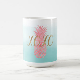 Rosa Wasserfarbe Tropische Ananas Kaffeetasse
