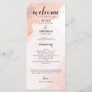 Rosa Wasserfarbe und goldener Hochzeitssorden Programm