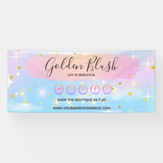 Rosa Wasserfarbe und moderne goldene geometrische Banner