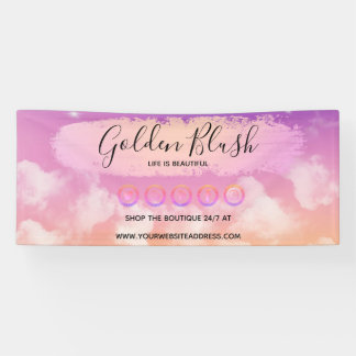 Rosa Wasserfarbe und moderne goldene geometrische Banner