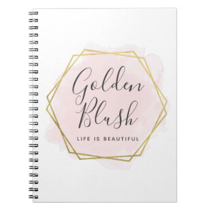 Rosa Wasserfarbe und modernes Gold geometrisch chi Notizblock