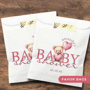 Rosa Wasserfarbe Valentinstag-Teddybär-Baby-Party Geschenktütchen