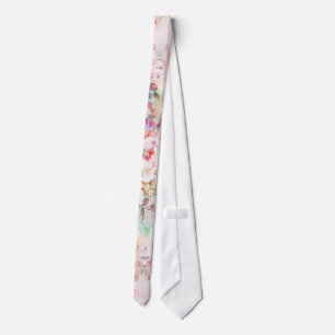 Rosa Wasserfarbe Vintage-Blumenmuster Krawatte