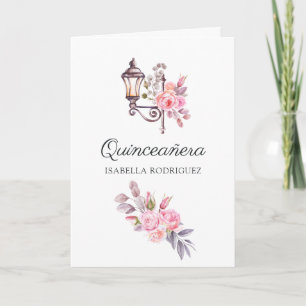 Rosa Wasserfarbe Vintage Paris Quinceañera Einladung