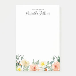 Rosa Wasserfarbe vom Schreibtisch aus Post-it Klebezettel