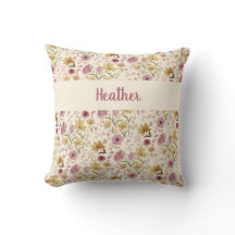 Rosa Wasserfarbe Wildblumen-Monogramm-Name