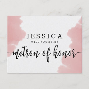 Rosa Wasserfarbe wirst du meine Ehrenmatrone sein Einladung