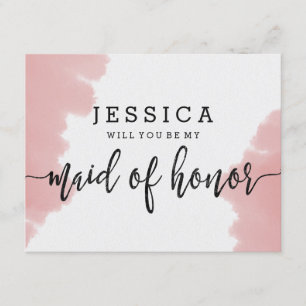 Rosa Wasserfarbe wirst du meine Trauzeugin sein Einladung