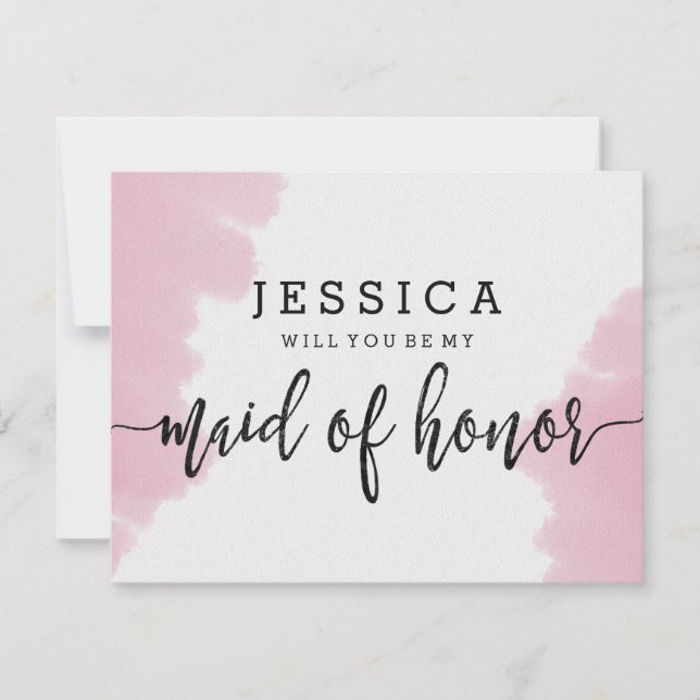 Rosa Wasserfarbe wirst du meine Trauzeugin sein Einladung (Vorderseite)