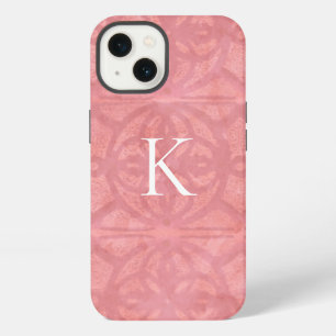 Rosa Wasserfarben-Batik mit Initialen iPhone 13 Hülle