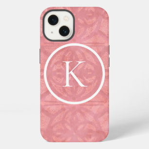 Rosa Wasserfarben-Batik mit Initialen iPhone 13 Hülle