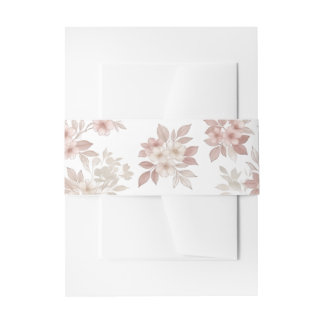 Rosa Wasserfarben-Blumen-Einladung-Bauchband Einladungsbanderole