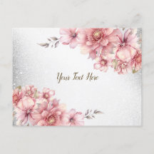 Rosa Wasserfarben Blumen Glänzender Glitter Modern
