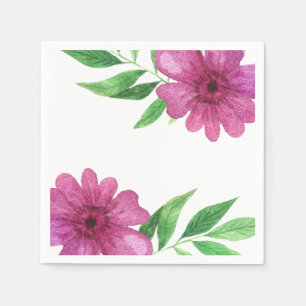 Rosa Wasserfarben-Blumen Hochzeit Brause im Frühli Serviette