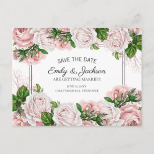 Rosa Wasserfarben-Blumen-Hochzeit-Einladung zum Vo Postkarte