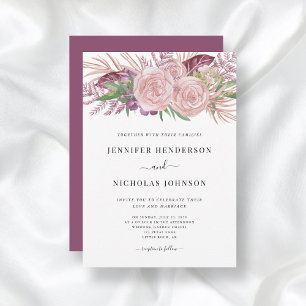 Rosa Wasserfarben-Blumen-Hochzeitseinladung Einladung