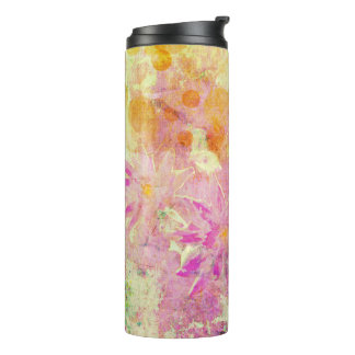 Rosa Wasserfarben-Blumen Thermosbecher