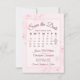 Rosa Wasserfarben-Blumenkalender-Hochzeit  Save The Date