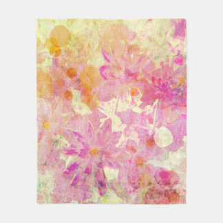 Rosa Wasserfarben-Blumenmuster Fleecedecke