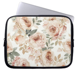 Rosa Wasserfarben-Blumenprint Botanisch Laptopschutzhülle