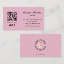Rosa Wasserfarben-Cupcake-Bäckerei-Visitenkarte