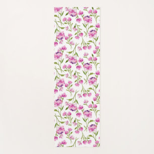 Rosa Wasserfarben-Florales-Yoga-Matte Yogamatte