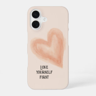 Rosa Wasserfarben-Herz 'Liebe dich selbst zuerst'  iPhone 16 Hülle