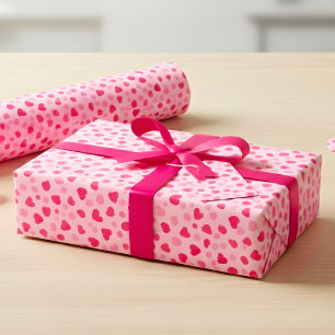 Rosa Wasserfarben-Herzen Valentinsgeschenk Geschenkpapier