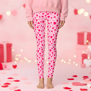 Rosa Wasserfarben-Herzen Valentinsgeschenk Leggings