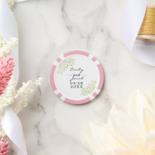 Rosa Wasserfarben-Hochzeit in Rosa Pokerchips