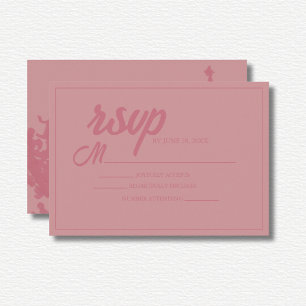 Rosa Wasserfarben-Hochzeit mit Blumenmuster RSVP Karte