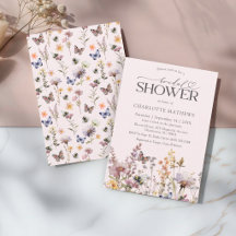 Rosa Wasserfarben-Hochzeitsdusche mit Wildblumen