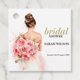 Rosa Wasserfarben-Hochzeitskleid Brautparty Geschenkanhänger