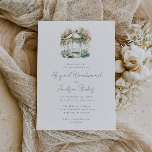 Rosa Wasserfarben-Lauben-Hochzeitseinladung Einladung