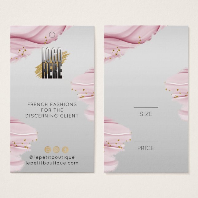 Rosa Wasserfarben Logo Grau Kleidungsmarke Preis (Vorne & Hinten)