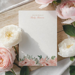 Rosa Wasserfarben-Mädchen-Baby-Party Dankeskarte