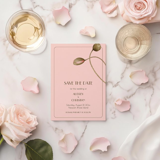 Rosa Wasserfarben-Mohn-Hochzeit Save The Date (Von Creator hochgeladen)