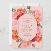 Rosa Wasserfarben-Mohn-Hochzeitseinladung