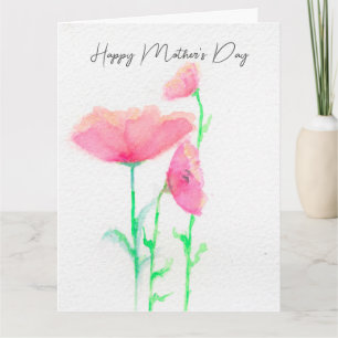 Rosa Wasserfarben-Muttertags-Karte mit Blumenmotiv Karte