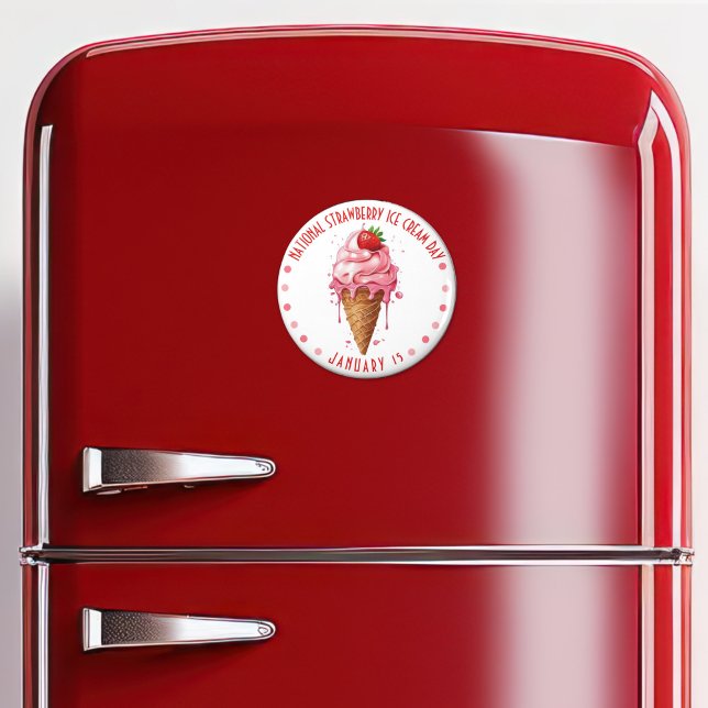 Rosa Wasserfarben Nationaler Strawberger Eistag Magnet (Von Creator hochgeladen)