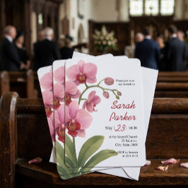 Rosa Wasserfarben-Orchideen-Traueranzeigenkarte Einladung