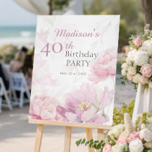 Rosa Wasserfarben-Pfingstrose 40. Geburtstag