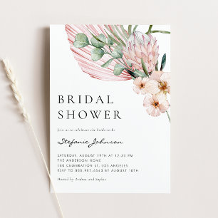 Rosa Wasserfarben Protea Tropisches Brautparty Einladung