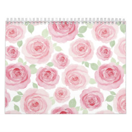 Rosa Wasserfarben-Rosen Künstlerischer Kalender