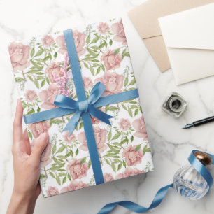 Rosa Wasserfarben-Rosen mit Schamröte-Farbton Geschenkpapier